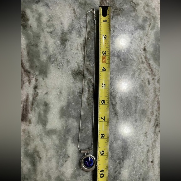 Sterling silver necklace with unique blue pendant - Picture 3 of 4